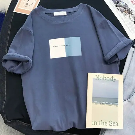 短袖女2023新款港味夏装宽松百搭学生个性原宿BF风上衣ins半袖T恤商品大图