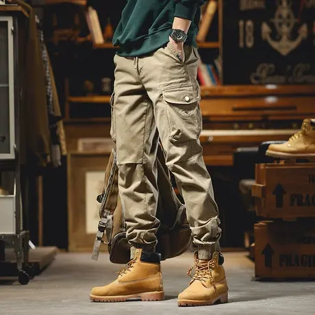 痞帅工装裤子男冬季新款2022时尚潮男宽松百搭束脚休闲裤束脚宽松商品大图