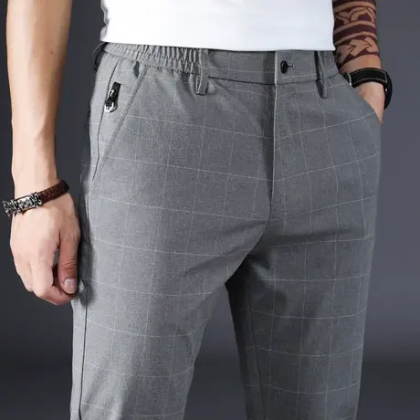 秋季男装男裤子夏季春秋款男士休闲长裤宽松格子西裤韩版潮流商务商品大图