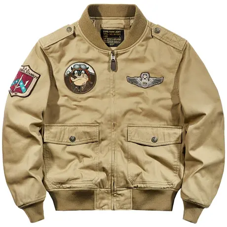 VIP刺绣飞行员夹克男士春秋宽松纯棉工装外套美式复古棒球服潮牌商品大图