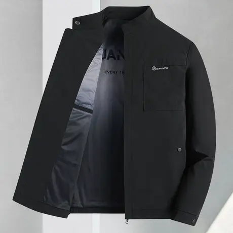 青年男士春季潮流2023新款外套春秋上衣服立领休闲黑色百搭夹克男商品大图