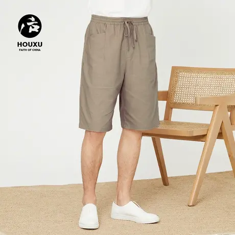 后序亚麻短裤男五分裤宽松直筒夏季刺绣中国风裤子男 棉麻短裤男商品大图