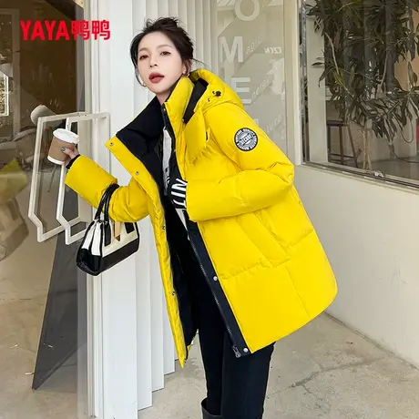 鸭鸭羽绒服女2023年秋冬新款短款连帽时尚潮流工装百搭保暖外套D图片