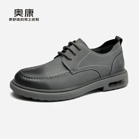 奥康男鞋秋季新款英伦复古工装鞋男士宽头软底舒适休闲皮鞋图片