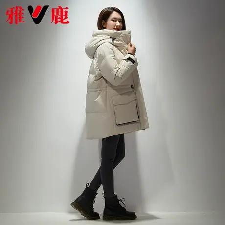 雅鹿小个子羽绒服女短款2021冬季新款休闲时尚宽松连帽短外套保暖商品大图