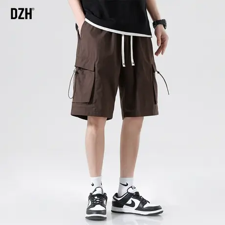 男士咖色美式短裤男潮牌宽松工装休闲五分裤2023新款夏季薄款男裤商品大图