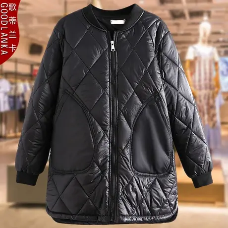 加肥加大码中年胖妈妈冬装羽绒棉服女宽松洋气加厚中长款棉衣外套商品大图
