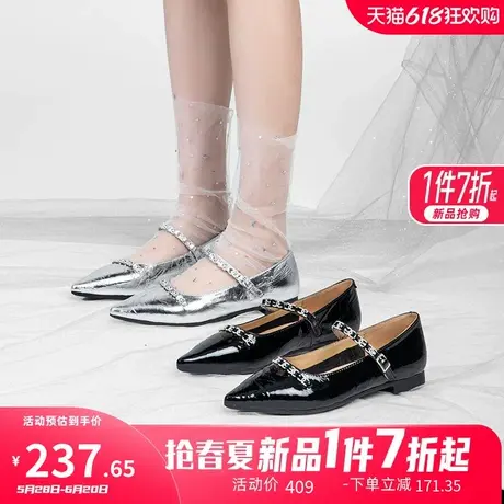 康奈女鞋2025春季新款休闲百搭真皮方跟玛丽珍鞋单鞋通勤浅口皮鞋图片