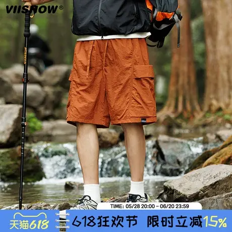 VIISHOW工装短裤男卡其夏季日系复古机能多口袋五分裤潮牌宽松裤图片
