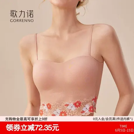 带胸垫吊带内衣女士外穿防走光内搭聚拢文胸罩一体薄款美背心抹胸商品大图
