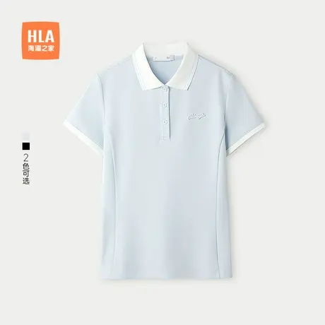 HLA/海澜之家休闲时尚通勤短袖POLO衫25春夏新款翻领显瘦上衣女装商品大图