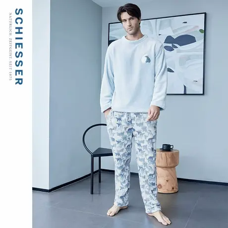 SCHIESSER舒雅男士北极熊法兰绒可外穿睡衣家居服套装21496H图片