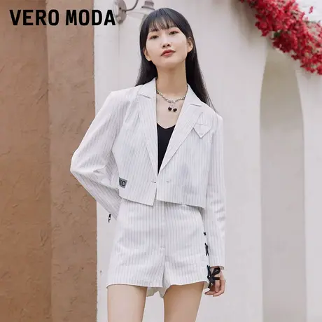 Vero Moda奥莱夏季清仓街拍风通勤时尚潮流百搭3M条纹西装短裤女图片