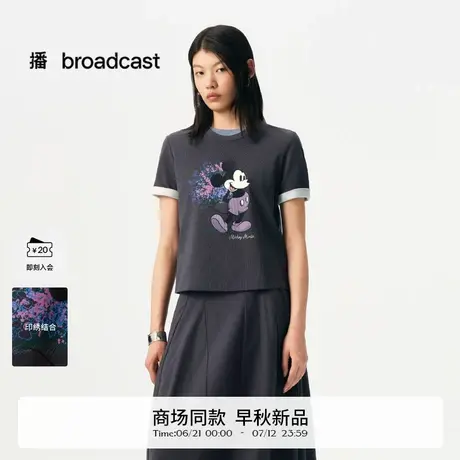 播商场同款迪士尼米奇系列25早秋新款洋气短袖T恤女BDS3YD3031商品大图