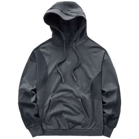 VIP机能卫衣男春秋美式重磅连帽衫华夫格拼接解构设计感上衣潮牌商品大图