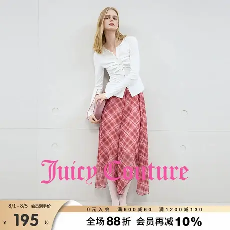 Juicy Couture橘滋T恤女2025年秋季新款气质修身褶皱夏季长袖上衣图片