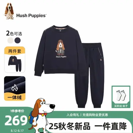 【25冬新款】暇步士童装男童套装大童一体绒卡通卫衣儿童加绒长裤商品大图