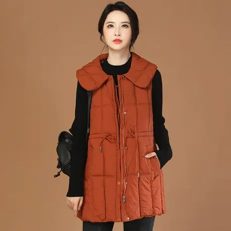 韩潮袭人大翻领中长款棉马甲外套女2023冬季新款休闲加厚保暖棉衣图片