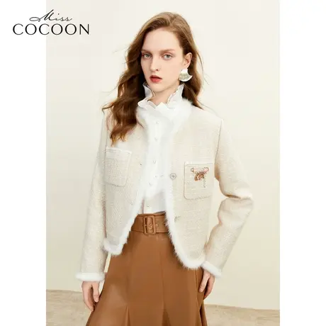 missCOCOON高贵典雅23冬新款女时尚百搭小香风羊毛羽绒服外套商品大图