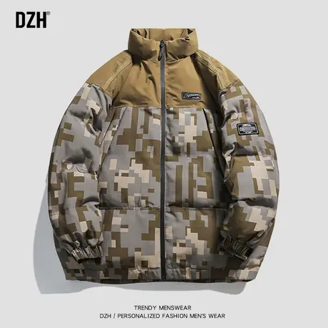 男士迷彩拼接棉服男款冬季设计感棉衣外套加厚潮牌棉袄2023年新款商品大图