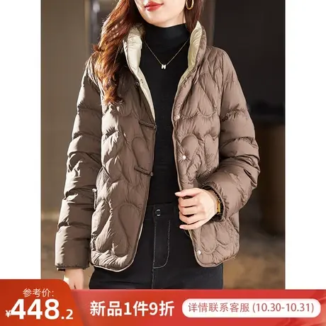 宝诗黎立领90绒保暖外套时尚简约2023冬季新款白鸭绒羽绒服女短款图片