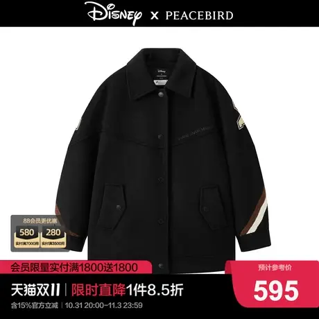 太平鸟迪士尼雪天使米奇联名新款羊毛大衣时尚毛呢外套A6AAC4E05图片