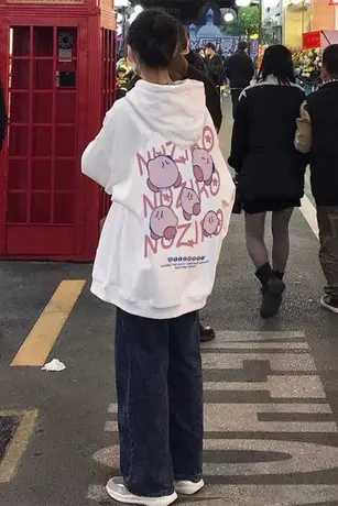 卫衣女2023新款爆款女士秋冬慵懒风加绒加厚冬季春秋款连帽外套冬图片