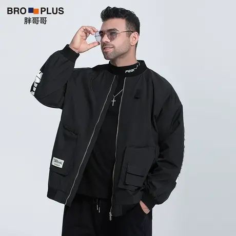 胖哥哥大码外套男春秋款宽松休闲加肥加大夹克肥佬胖子男装潮棒球商品大图