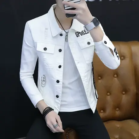 男士秋季夹克男2023春秋新款韩版牛仔衣帅气休闲衣服潮流男装外套图片