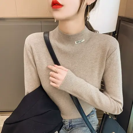半高领毛衣女套头2023秋冬新款韩版外穿针织衫内搭上衣加厚打底衫商品大图