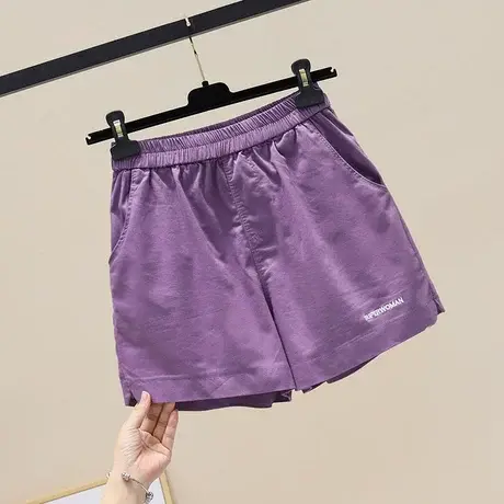 夏薄款松紧腰显瘦短裤a字热裤宽松休闲百搭运动裤水洗棉阔腿短裤商品大图