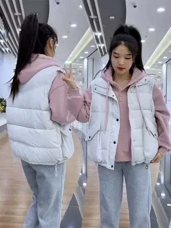 羽绒棉马甲女士2023秋冬季新款学生时尚坎肩百搭外套外穿背心马夹图片