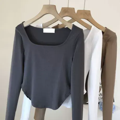 早秋打底衫长袖T恤女bf辣妹白色百搭显瘦修身2023新款冬ins潮欧货商品大图