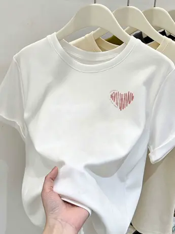 情侣装白色防棉短袖t恤女2023新款夏季漂亮时尚女装洋气减龄上衣图片