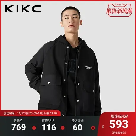 kikc夹克外套男2023秋装新款商场同款梭织拼接复古潮流棒球服夹克图片