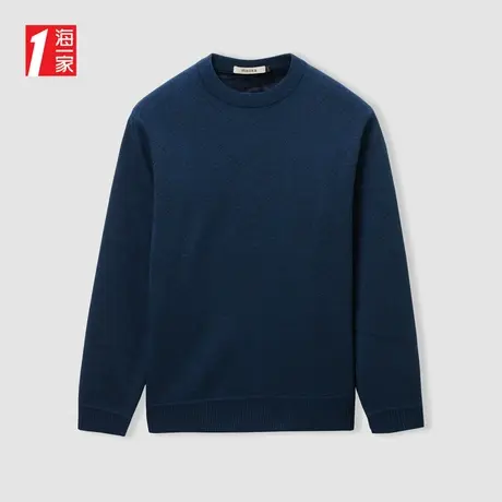 海一家基础休闲毛衣2023冬季新款舒适圆领保暖男士长袖针织衫商品大图