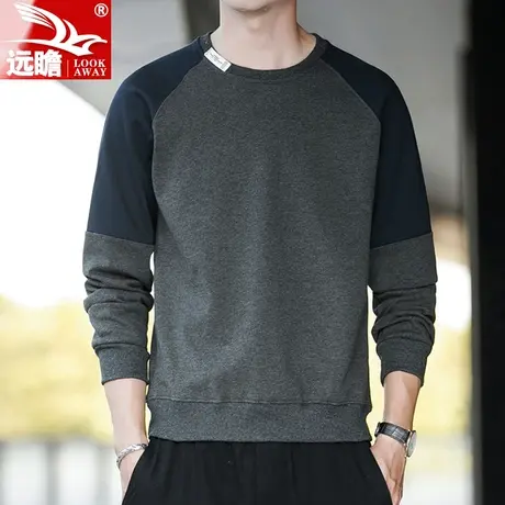 秋季卫衣男士潮牌宽松套头无帽2023新款拼接打底衫春秋款长袖T恤商品大图