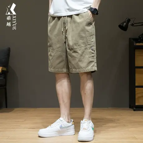 希越美式复古工装短裤男夏季休闲过膝中裤潮牌宽松大码外穿五分裤商品大图