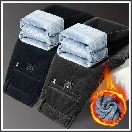 2024新款秋冬季男士加绒休闲裤子加厚灯芯绒条绒男裤保暖外穿冬装商品大图