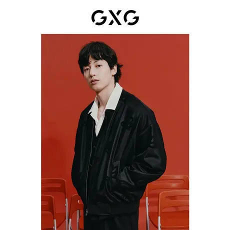 GXG男装 新年系列龙纹满印提花复古棒球夹克男时尚棒球服24春新品商品大图