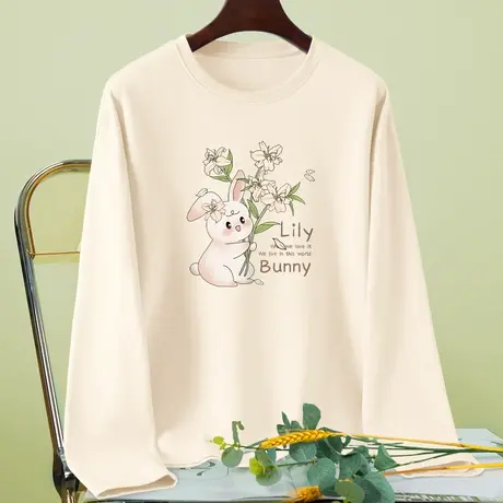 正肩长袖t恤女2024新款春季纯棉打底衫内搭宽松春装衣服春秋上衣图片