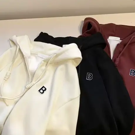 ins超火开衫拉链带帽卫衣女早春秋冬百搭宽松显瘦情侣装上衣外套商品大图