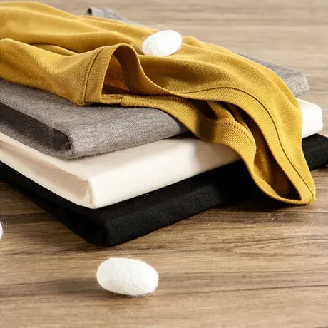 享永子【犹如第二肌肤】6%桑蚕丝T恤女圆领长袖打底上衣女春夏商品大图