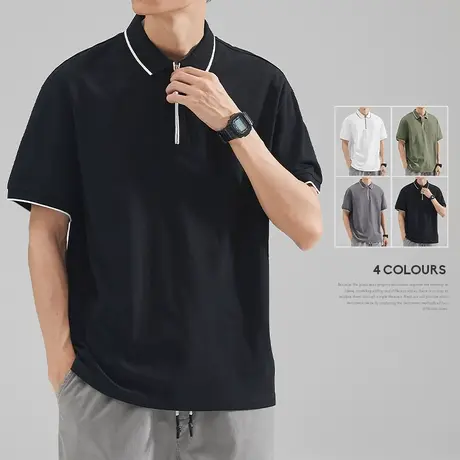 hansca夏季POLO衫男生简约时尚珠地短袖t恤男士半袖保罗休闲上衣商品大图