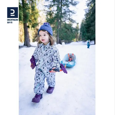 迪卡侬婴儿滑雪连体服雪橇保暖轻便干爽防水舒适柔软易穿脱KIDK商品大图