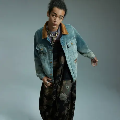美式拼色街头水洗牛仔外套男士春季新款百搭潮牌复古情侣宽松夹克图片