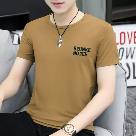 莫代尔短袖t恤男潮牌夏季冰丝凉感速干圆领体恤字母印花潮流半袖图片