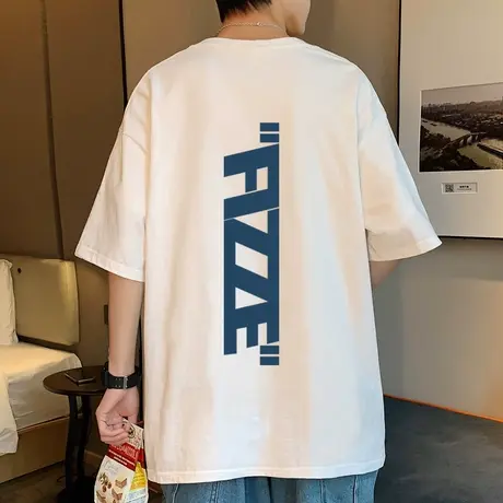 港风纯棉短袖t恤男夏季ins潮流设计感字母体恤宽松美式半袖上衣服商品大图