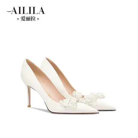 爱丽拉礼服鞋白色法式水晶婚鞋女2023新款主婚纱新娘高跟鞋高级感商品大图