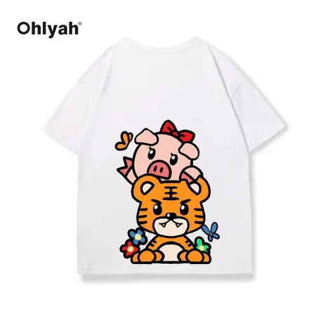 Ohlyah早秋甜酷短袖2022年新款春夏季t恤女装宽松情侣款纯棉上衣图片